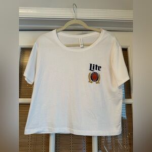 Miller Lite White crop top T-Shirt size small new